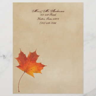 En-tête De Lettre Personnalisée L'automne orange d'automne dans l'amour laisse le
