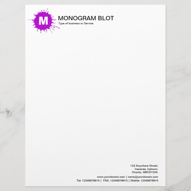 En-tête De Lettre Personnalisée Parcelle de monogramme - violet (Devant)
