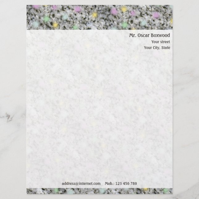 En-tête De Lettre Personnalisée Pastels personnalisés de roche avec l'adresse de (Devant)