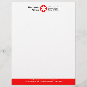 En-tête De Lettre Personnalisée Pied de page couleur (logo Asterisk) - Rouge