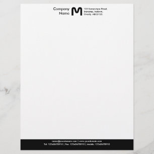 En-tête De Lettre Personnalisée Pied de page couleur monogramme - Noir