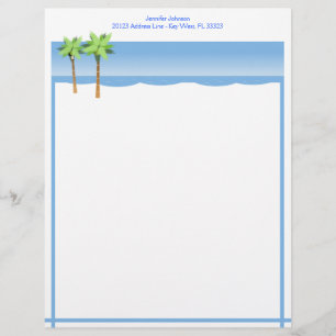 En-tête De Lettre Personnalisée Plage Shoreline avec la coutume bleue d'océan de