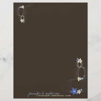 En-tête De Lettre Personnalisée Plumeria bleue Frangipani Fleur chic Ikebana Zen