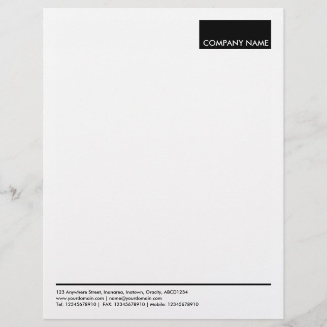 En-tête De Lettre Personnalisée Rectangle - Noir (Devant)
