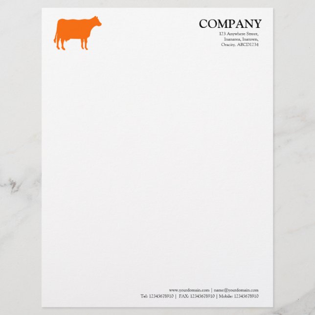 En-tête De Lettre Personnalisée Vache orange - Blanc (Devant)