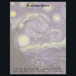 En-tête De Lettre Personnalisée Vincent van Gogh - Nuit étoilée<br><div class="desc">Starry Night (1889) de Vincent van Gogh est un post impressionnisme vintage de peinture de paysage d'art. Vue sur une ville dans une vallée la nuit avec les nuages tourbillonnants, les étoiles brillant et une belle lune jaune dorée croissant. Il a été peint pendant la journée de mémoire et est...</div>