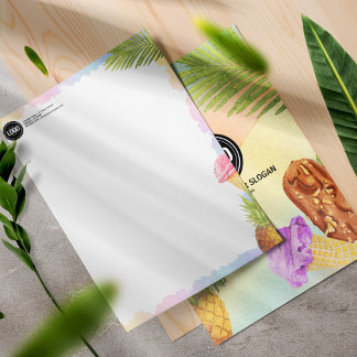 En-tête De Lettre Personnaliser l'artsy aquarelle thème crème glacée
