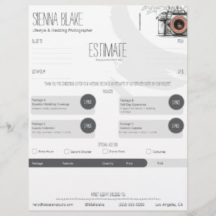 En-tête De Lettre Photographe de caméra botanique Modèle d'estimatio