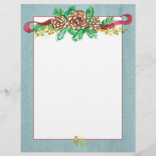 En-tête De Lettre Pine Cones Baies Gris Noël