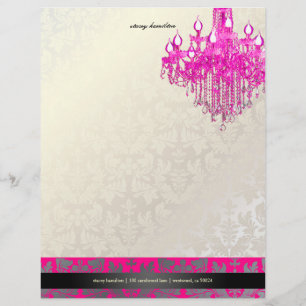 En-tête De Lettre Pix-Dezines Chandelier baroque Damask/rose chaude
