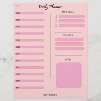 En-tête De Lettre Planificateur quotidien rose