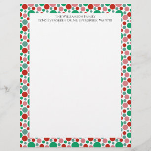 En-tête De Lettre Polka moderne coloré point vert rouge rose