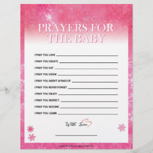 En-tête De Lettre Prières Pour Le Bébé [Rose Neige]