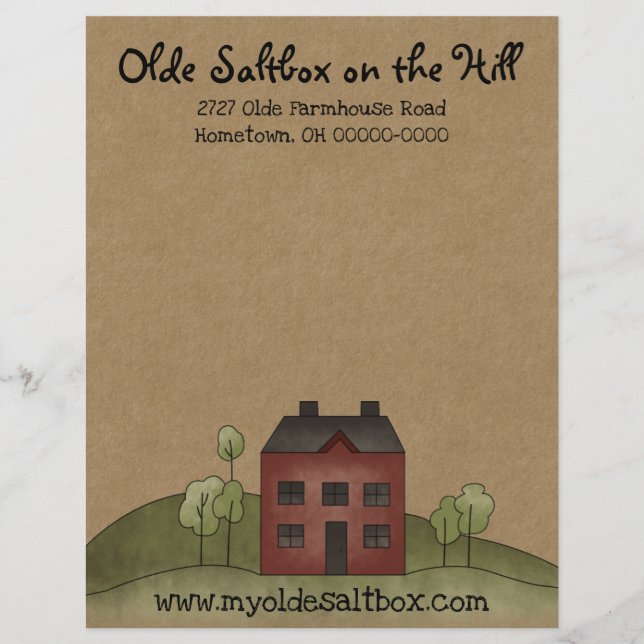 En-tête de lettre primitif Olde Red Saltbox (Devant)