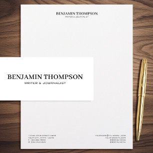En-tête De Lettre Professionnel Élégant Minimaliste Noir & Blanc