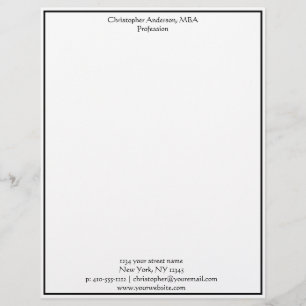 En-tête De Lettre Professionnel minimaliste noir et blanc pour les e