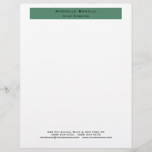 En-tête De Lettre Professionnel Plat Moderne Minimaliste Vert Blanc