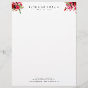 En-tête De Lettre Professionnel simple élégant de modèle floral