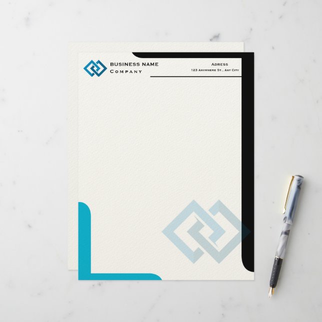 En-tête de lettre professionnelle avec logo d'entr (Devant/Arrière en situation)