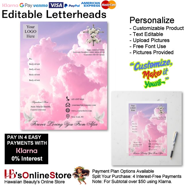 En-tête De Lettre Purple Pink Clouds Dove Cross Funeral Memorial  (Purple Pink Clouds Dove Cross Funeral Memorial Letterhead.)
