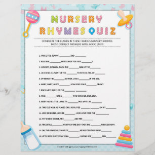 En-tête De Lettre Quiz de la Nursery Rhymes [Baby Basics Blue]