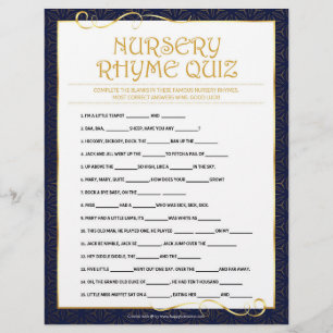 En-tête De Lettre Quiz de la Nursery Rhymes [Bleu d'or]