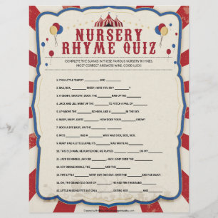 En-tête De Lettre Quiz de Nursery Rhymes [Thème du Cirque]