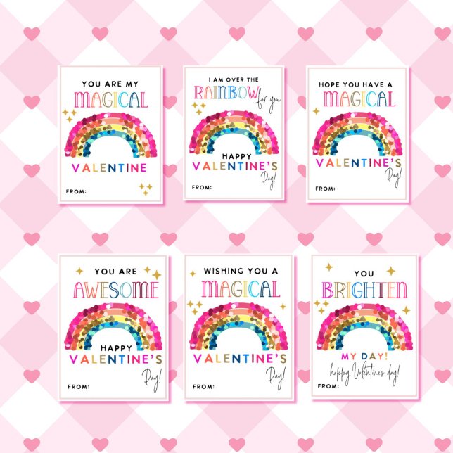 En-tête De Lettre Rainbow Valentine's Day Kids Classroom cards (Rainbow valentine's day classroom cards)