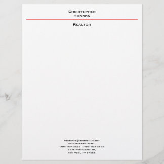En-tête De Lettre Realtor simple noir rouge blanc professionnel