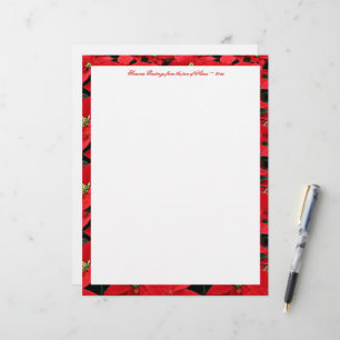 En-tête De Lettre Red Poinsettia Holiday