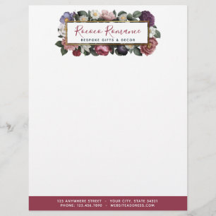 En-tête De Lettre Rococo Damask & Elegant Floral Vintage Feminine