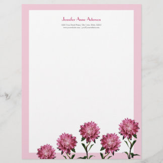 En-tête de lettre rose de Personalizable d'asters