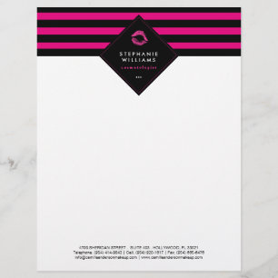 En-tête de lettre rose et noir chic de