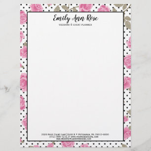 En-tête De Lettre Roses roses rose Fille Script Fille Floral Station