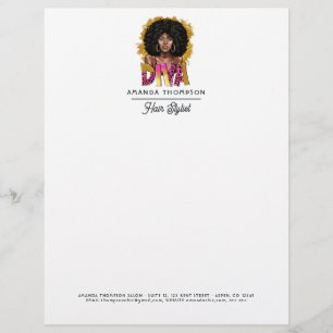 En-tête De Lettre Salon de coiffure Afro Diva