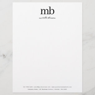 En-tête De Lettre Script moderne noir blanc tendance Monogramme d'af