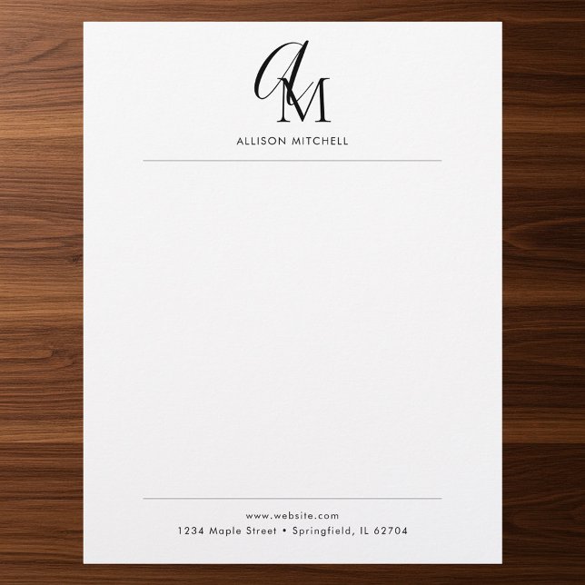 En-tête De Lettre Script Monogram Minimalist Letterhead (Créateur téléchargé)