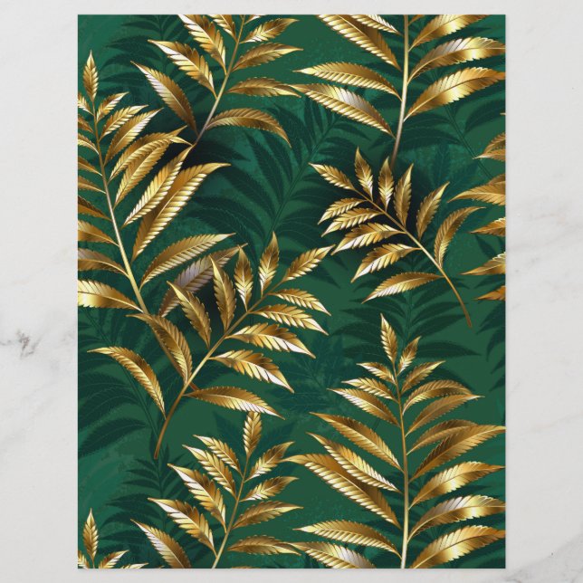 En-tête De Lettre Seamless pattern with golden ferns (Devant)