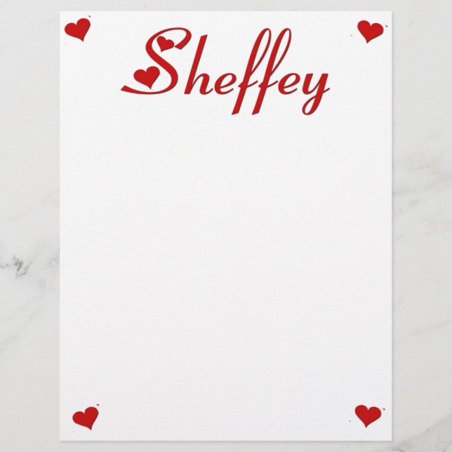 En-tête De Lettre Sheffey avec deux coeurs rouges (Devant)