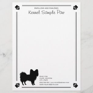 En-tête De Lettre Silhouette de chien Papillon avec pattes et texte 