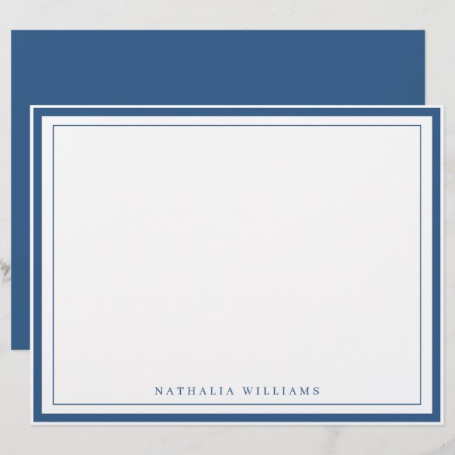 En-tête De Lettre Simple Basic Navy Blue Border Stationery (Devant / Derrière)
