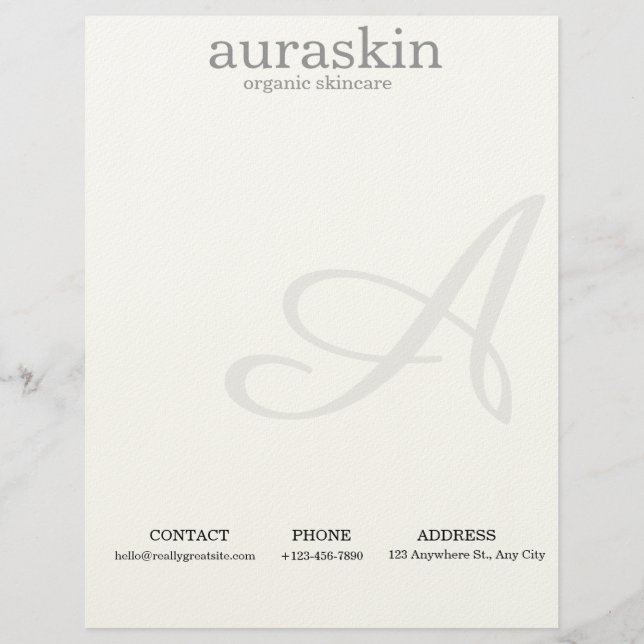 En-tête De Lettre Simple Clean Skincare Letterhead for Beauty Brands (Devant)