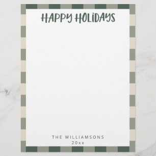 En-tête De Lettre Simple Cute personnalisée Green Plaid