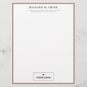 En-tête De Lettre Simple Élégant Minimaliste Marsala Blanc Avec Logo