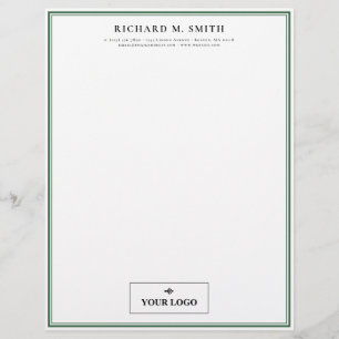 En-tête De Lettre Simple Élégant Minimaliste Vert Blanc Avec Logo