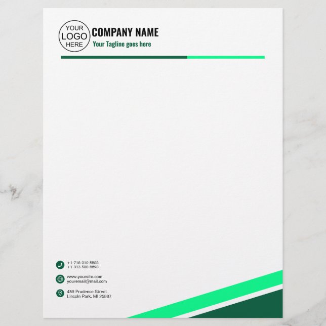 En-tête De Lettre Simple et élégant vert (Devant)