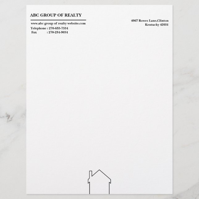 En-tête De Lettre Simple Immobilier  (Devant)