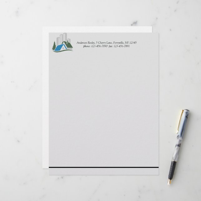 En-tête De Lettre Simple Immobilier (Devant/Arrière en situation)