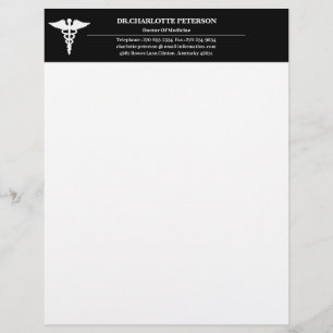 En-tête De Lettre Simple Médecin Noir Et Blanc