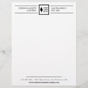 En-tête De Lettre Simple noir blanc Votre logo